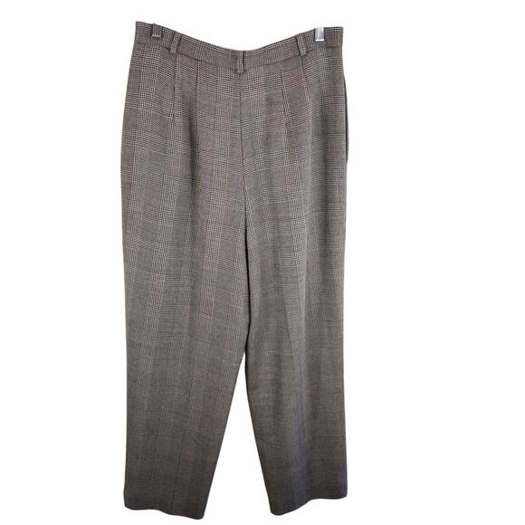 Talbots Vintage Tan Black Mini Checkered Worsted Wool Tweed High Rise Pants 12 - Picture 2 of 7